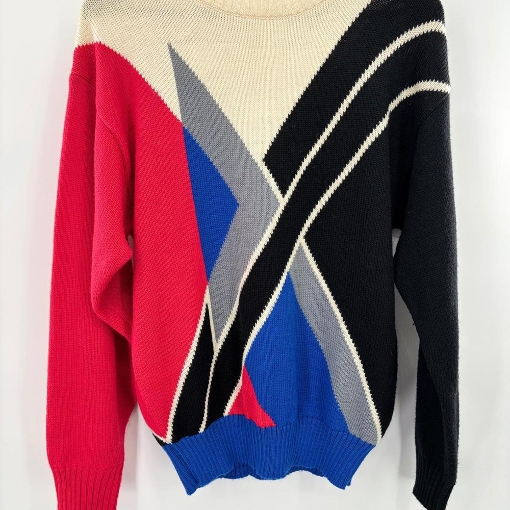 Vintage Tyrolia by Head Wool Blend Colorblock Geometric Sweater Mens Medium 9773